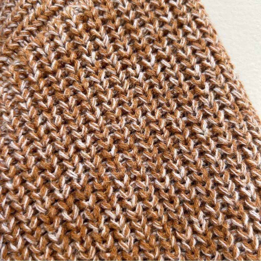 Cupcakes & Cashmere Mock Neck Marled Knit Brown Neutral Sweater, Size Large
